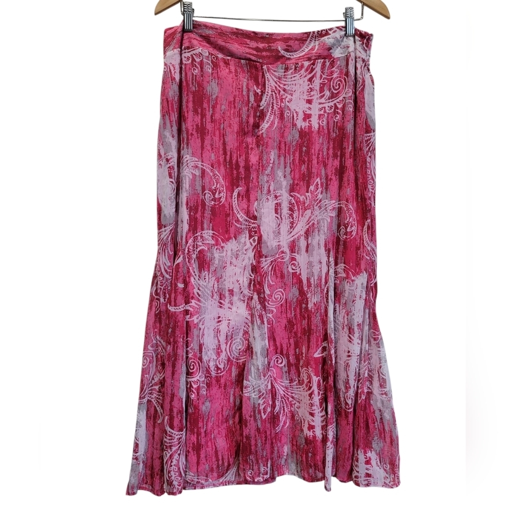 Sz 14 CATO Resort Wear Pink Floral Multicolor A-Line Maxi Skirt